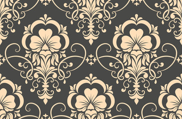 Damask seamless pattern element. Vector classical luxury old fashioned damask ornament, royal victorian seamless texture for wallpapers, textile, wrapping. Vintage exquisite floral baroque template.