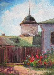 Summer in Suzdal, russian architecture, oil painting