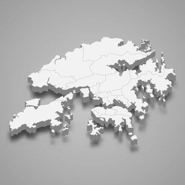 Hong Kong 3d map province of China Template for your design