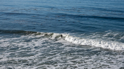surfer in the sea and waves at San Luis Obispo, California