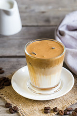 Coffee trend - dalgona coffee, whipped instant coffee. cream coffee, iced coffee