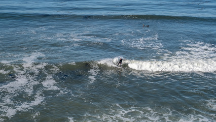 surfer in the sea and waves at San Luis Obispo, California