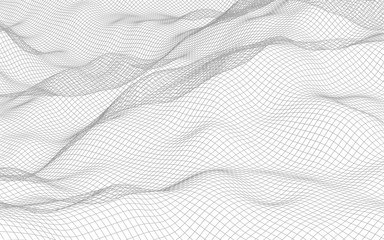 Abstract landscape on a white background. Cyberspace grid. hi tech network. 3d illustration