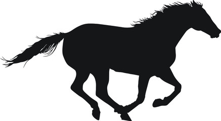 A vector silhouette of a horse running.