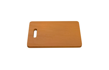 Wooden cutting board on isolated white background, 3d illustration