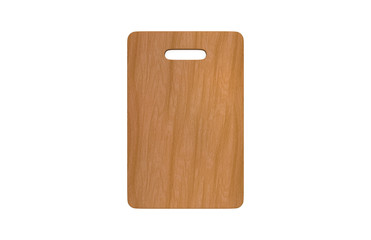 Wooden cutting board on isolated white background, 3d illustration