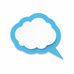 Paper art with cloud. Copy space. Speech Bubble, White blank hanging.