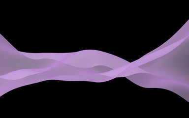 Abstract wave. Scarf. Bright ribbon on black background. Abstract smoke. Raster air background. 3D illustration