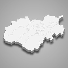 kabardino-balkaria 3d map region of Russia Template for your design
