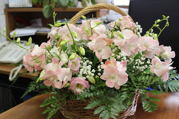 bouquet on the bench