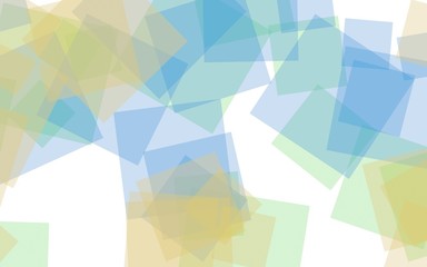 Multicolored translucent squares on white background. 3D illustration