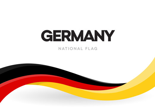 The Federal Republic of Germany waving flag banner. German patriotic red, yellow and black ribbon poster. German Unity day anniversary brochure.National public holiday celebration vector illustration