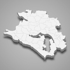 Krasnodar Krai 3d map region of Russia Template for your design
