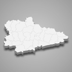 Kurgan Oblast 3d map region of Russia Template for your design