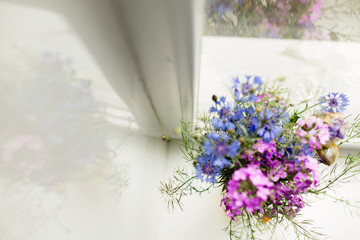 Bright colorful summer flowers bouquet in the sunshine