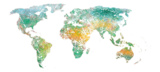 color map of the world on a white background