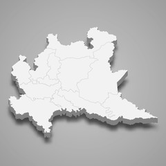 lombardia 3d map region of Italy Template for your design - obrazy, fototapety, plakaty