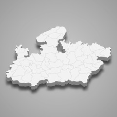 madhya pradesh 3d map state of India Template for your design