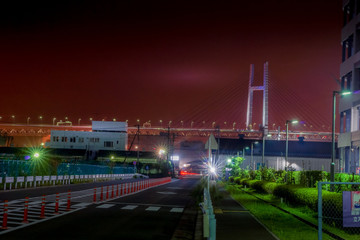 Obraz na płótnie Canvas 横浜ベイブリッジの夜景（横浜市鶴見区）