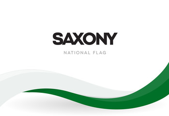 Free State of Saxony national waving flag banner. Ribbon with green and white horizontal stripes vector poster. Isolated German state independence day celebration illustration. Traditional holiday.
