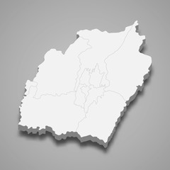Manipur 3d map state of India Template for your design