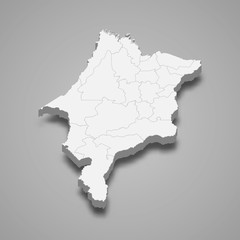 maranhao 3d map state of Brazil Template for your design