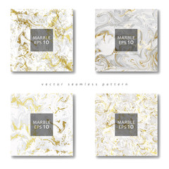 Set of seamless marble pattern gold and white color.Usage in merchandise, clothing and artwork, and Usage in web or print design templates.Vector illustration.