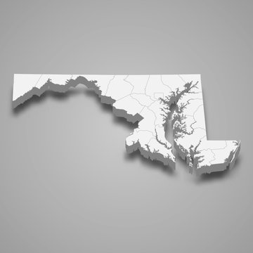 Matyland 3d map state of United States Template for your design