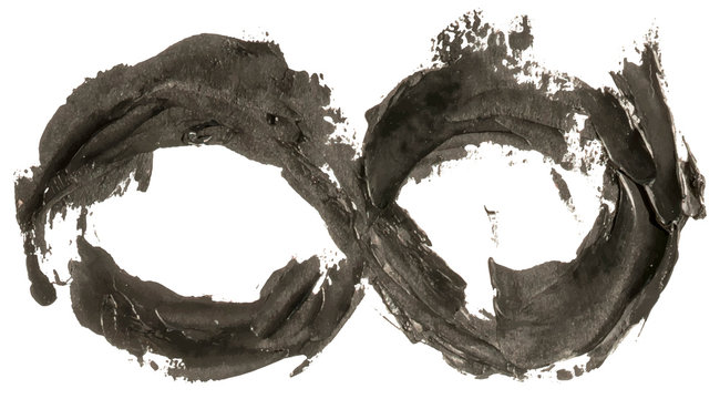 Black oil painting hand drawn infinity symbol loop isolated on white background. Eps10 vector illustration.