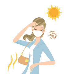 マスクをして熱中症になる女性