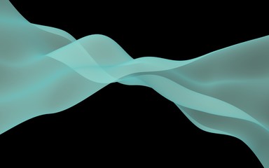 Abstract wave. Scarf. Bright ribbon on black background. Abstract smoke. Raster air background. 3D illustration