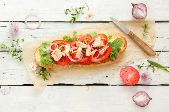 Thunfisch Baguette Brot Sandwich Stangenbrot