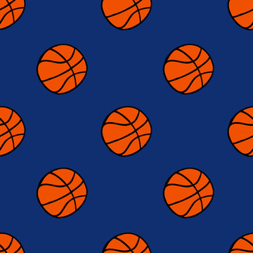 Basketball Seamless Doodle Pattern