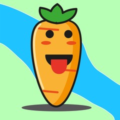 Cute carrot vegetables cartoon face mascot character vector design