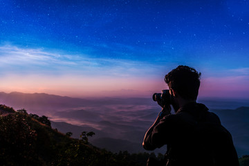 Photographer capturing amazing beautiful mountains, beautiful Nature landscape scenery shot from Palakkayam Thattu Kannur, God's own country Kerala Travel and Tourism Concept Image, Indian tourism