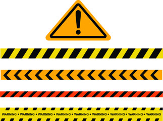 Caution and danger tapes. Warning tape. Black and yellow line striped. Vector illustration