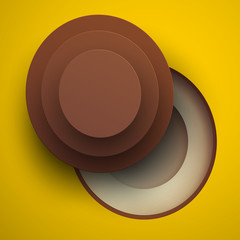 Cartoon coconut in modern geometric 3d paper cut style isolated on colorful background. Vivid creative vector art element. Minimalistic concept of abstract design illustration.