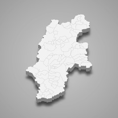Nagano 3d map prefecture of Japan Template for your design