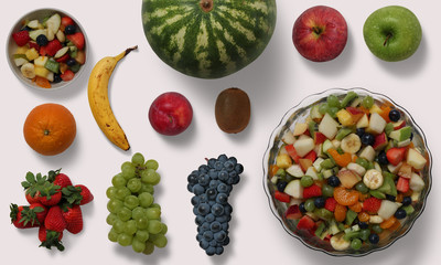 Mixed fruits on a white background