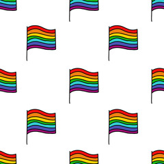rainbow flag seamless doodle pattern