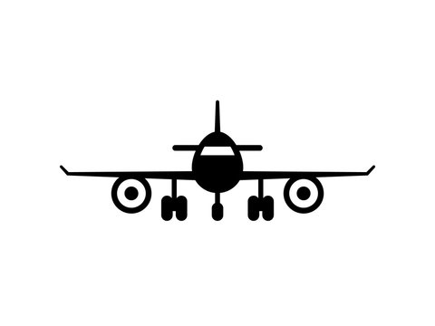 Airplane front view icon. Clipart image isolated on white background