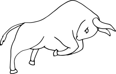 Vector illustration of doodle doodle bull jumping_1