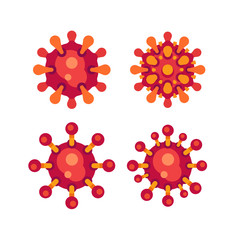 Sed of red virus flat icons. SARS-CoV-2 novel coronavirus vector illustration