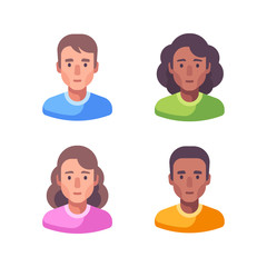 Fototapeta premium Set of male and female faces. Avatar flat illustration