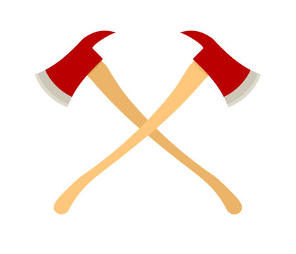 Crossed firefighter axe icon. Clipart image isolated on white background