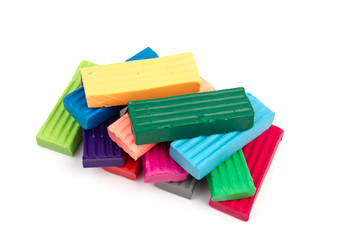 Сolorful plasticine isolated on white background. Space for text