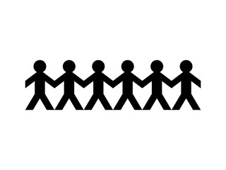 Paper doll chain silhouette icon. Clipart image isolated on white background