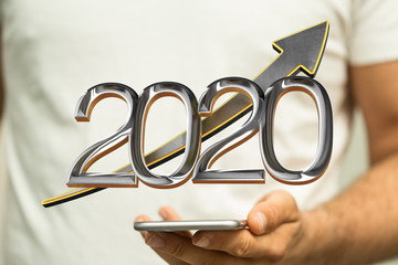 business year 2020 up goals and  success illustration