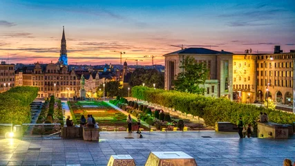 Tuinposter Sunset over Mont des Arts, Brussels © Philippe