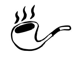 Grunge tobacco pipe icon. Hand drawing doodle smoking pipe illustration. Cartoon drawing.